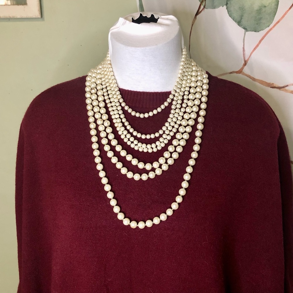 7 Strand Faux Pearl Necklace Maximalist
